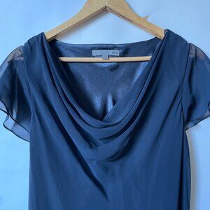 Bicé Navy Blue Silk Maxi Dress with a Cowl / Scooped Neckline